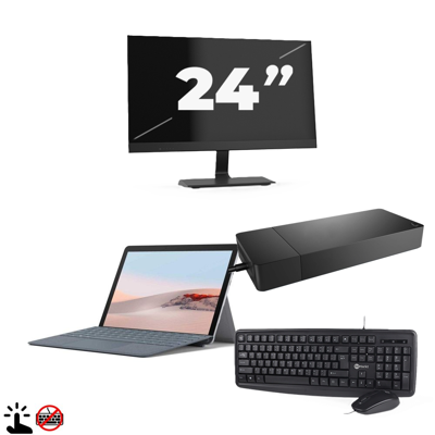 Microsoft Surface Go 2 (Zonder Toetsenbord) - Intel Core m3-8e Generatie - 10 inch - Touch - 4GB RAM - 64GB SSD - Windows 11 Home + 1x 24 inch Monitor