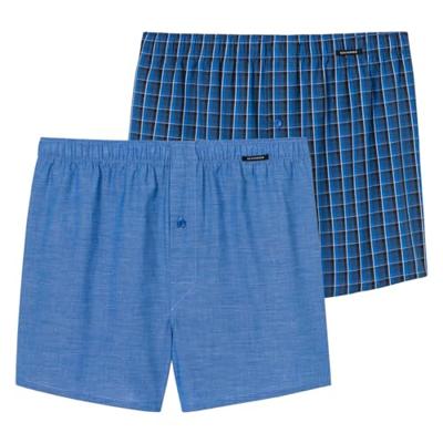 2-Pack heren wijde boxershort katoen woven - Losse blauwe 100% katoenen boxershorts