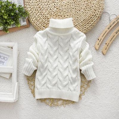 Witte winter Kinder dikke effen kleur brei Bottoming coltrui Pullover trui hoogte: 16 grootte (90-100cm)