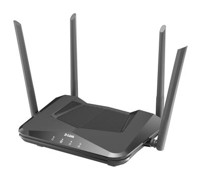 D-Link DIR-X1560 EXO AX1500 Wi-Fi 6-router met Gigabit Ethernet-poorten, MU-MIMO, bandsteering, 1024 QAM, OFDMA, firewall, ouderlijk toezicht en Speedtest. Werkt met Alexa/Gooogle Assistant.