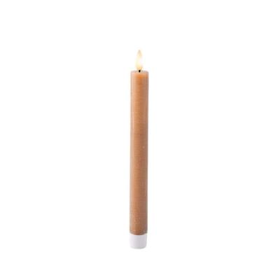 Dinerkaarsset LED vlam 24cm bruin 2-dlg