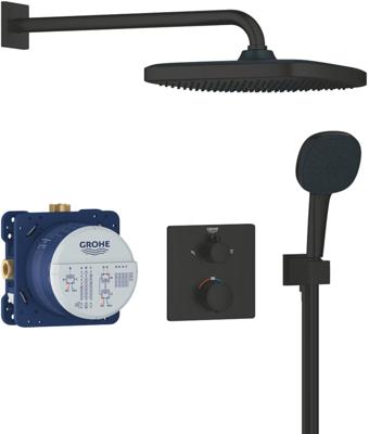 GROHE Precision Thermostat Perfect shower set met Vitalio Comfort 250 Mat Zwart