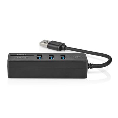 Nedis USB-Hub | USB-A Male | 3x USB A Female | 5-Poorts poort(en) | USB 3.2 Gen 1 | USB Gevoed | 5 Gbps | SD & MicroSD - CCGB61250BK01