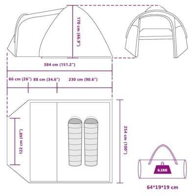 Koepeltent met dak met opslag met luchtopening Groen 384 x 254 x 170 cm Koepeltent met dak met opslag met luchtopening Groen 384 x 254 x 170 cm
