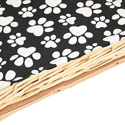 VidaXL Hondenmand met kussen 50x33x30 cm natuurlijk wilgen VidaXL Hondenmand met kussen 50x33x30 cm natuurlijk wilgen