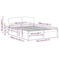 Bedframe met hoofdeinde Bruin 140 x 200 cm Massief grenenhout - thumbnail