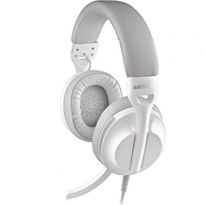 NGS VOX 805 - Stereo-hoofdtelefoon, verstelbare microfoon, USB-C en USB-A-adapter, ruisonderdrukking, volumeregelaar, gevoerde hoofdband, 2 m kabel, plug & play voor pc, tablet en smartphone, wit