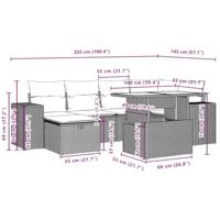 7-delige Loungeset met kussens poly rattan beige - thumbnail