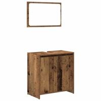 3-delige Badkamermeubelset bewerkt hout oud houtkleurig - thumbnail