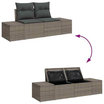 Tuinbankenset met opslag 6 pcs Grijs poly rattan