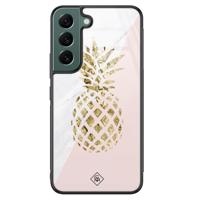 Samsung Galaxy S22 Plus glazen hardcase - Ananas - thumbnail