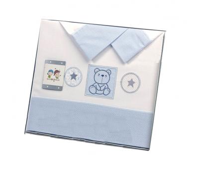 Gamberritos laken set blauw beertje 3-delig middel Gamberritos laken set blauw beertje 3-delig middel