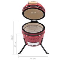 Kamado barbecue 2-in-1 56 cm keramiek rood - thumbnail