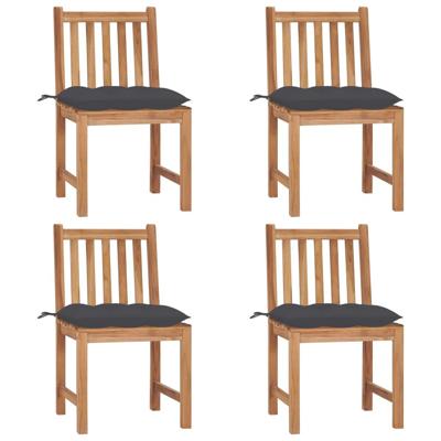 Tuinstoelen 4 st met kussens massief teakhout