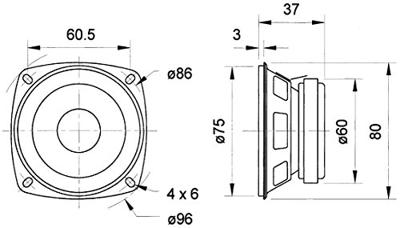 FR 8 - 4 Ohm - 8 cm (3,3") fullrange luidspreker FR 8 - 4 Ohm - 8 cm (3,3") fullrange luidspreker