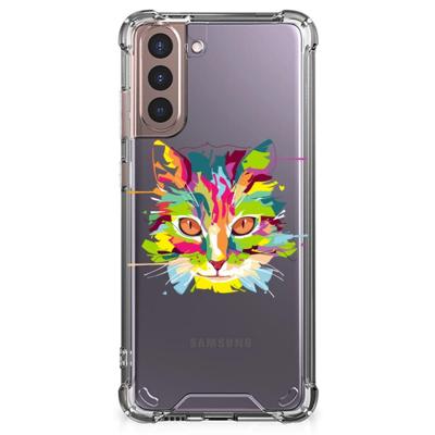 Samsung Galaxy S21 Plus Stevig | Bumper Hoesje | Cat Color Samsung Galaxy S21 Plus Stevig | Bumper Hoesje | Cat Color