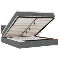 Ottoman bed met matras en LED's 90x190cm stof donkergrijs - thumbnail