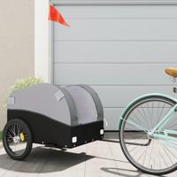 VidaXL Fietstrailer 45 kg ijzer zwart en grijs - thumbnail