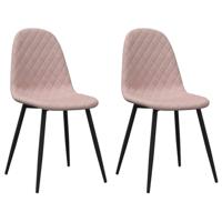 Eetkamerstoelen 2 st fluweel roze - thumbnail