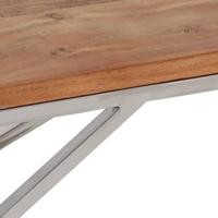 Salontafel roestvrij staal en massief acaciahout zilverkleurig - thumbnail