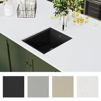 VidaXL Gootsteen met overloopgat graniet zwart - thumbnail