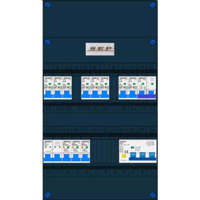 SEP 6 groepen 230V 3 aardlekschakelaars 30mA hoofdschakelaar 4 polig krachtgroep 16A B 3910500920