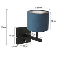 Steinhauer Velvet wandlampStang blauw met zwart - 8251ZW - thumbnail