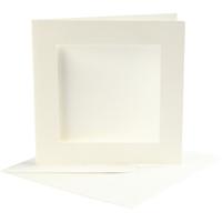 Creativ Company Passepartout kaarten, afmeting kaart 12,5x12,5 cm, afmeting envelop 13,5x13,5 cm, off-white, 10 set/ 1 doos - thumbnail