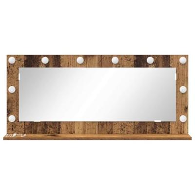 VidaXL Schmink spiegel rechthoekig oudhout 100 x 45 x 18 cm