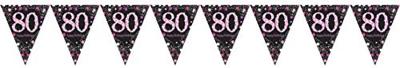Happy Birthday Vlaggenlijn 80 jaar Sparkling Pink