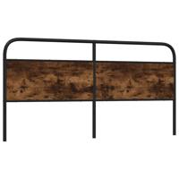 Hoofdbord 190 cm staal en bewerkt hout gerookt eikenkleurig - thumbnail