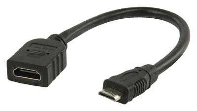High Speed HDMI kabel met Ethernet HDMI Mini-Connector Male - HDMI Female 0.20 m Zwart High Speed HDMI kabel met Ethernet HDMI Mini-Connector Male - HDMI Female 0.20 m Zwart