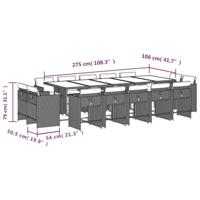 15-delige Tuinset met kussens poly rattan zwart - thumbnail