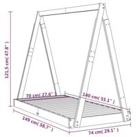 Kinderbedframe 70x140 cm massief grenenhout wit - thumbnail