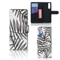 Sony Xperia 5 Hoesje Leaves Grey - thumbnail