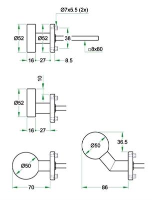 Wisselknop bol verkropt PL rvs mat