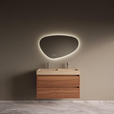 Badmeubelset Riga Travertin met Wastafel 100 cm Walnoot Badmeubelset Riga Travertin met Wastafel 100 cm Walnoot