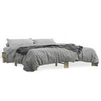 Bedframe bewerkt hout metaal sonoma eikenkleurig 200x200 cm - thumbnail