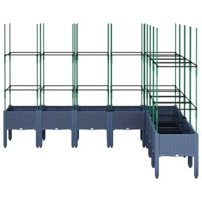 Plantenbak met latwerk 200x160x142,5 cm polypropeen blauwgrijs