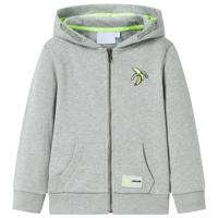Kindervest met capuchon en rits 92 gemleerd lichtkaki - thumbnail