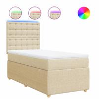 Boxspring met matras stof crèmekleurig 90x200 cm - thumbnail