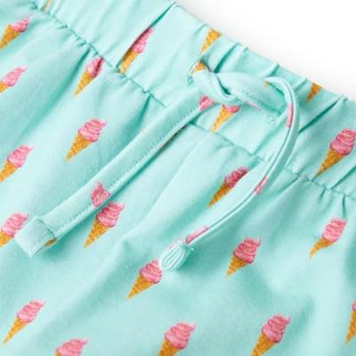 Kindershorts met trekkoord ijsjesprint 140 lichtmintkleurig