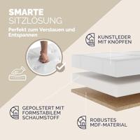Opvouwbare Zitbank met opbergruimte en deksel - 115cm - Wit - thumbnail