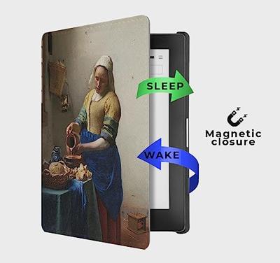 Lunso - Kobo Aura Edition 1 hoes (6 inch) - Vegan Saffiano Leren sleep cover - Vermeer Melkmeisje Lunso - Kobo Aura Edition 1 hoes (6 inch) - Vegan Saffiano Leren sleep cover - Vermeer Melkmeisje