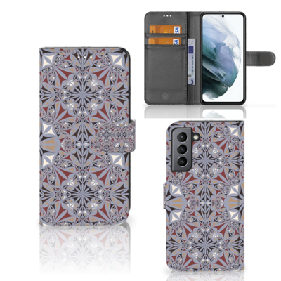 Samsung Galaxy S21 FE | Bookcase | Flower Tiles Samsung Galaxy S21 FE | Bookcase | Flower Tiles