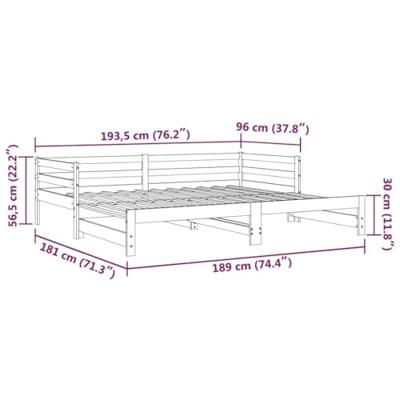 Uitschuifbare slaapbank zonder matras 90x190 cm wit