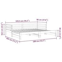 Uitschuifbare slaapbank zonder matras 90x190 cm wit - thumbnail