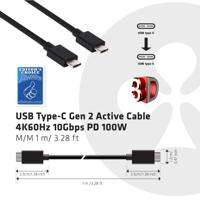Club 3D USB 3.1 Type-C PD kabel 0,8 m. / 2,6 ft. 10 Gbps, 4K60Hz, Power Delivery - thumbnail