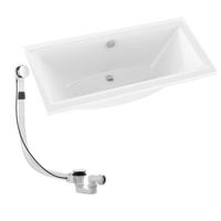 Plieger Corfu duobad 180x80cm acryl 48cm extra diep met poten wit inclusief badafvoer en overloopcombinatie met waste en kabel 85cm chroom 0401604/0941410 - thumbnail