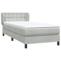 Boxspring met matras fluweel lichtgrijs 90x220 cm - thumbnail